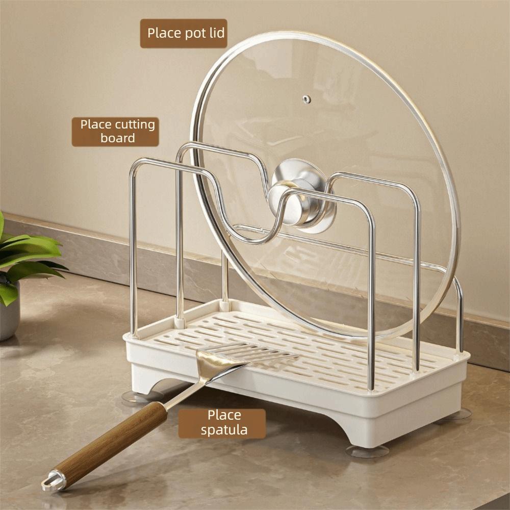 Stable Pot Cover Shelf Stainless Steel Sponge Holder Practical Pot Lid Rack  Counter-top Storage