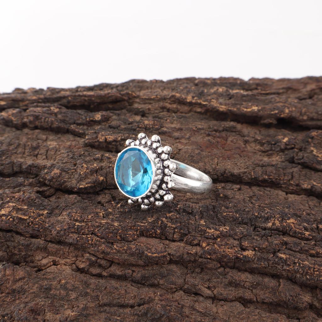 Swiss Blue Topaz Gemstone Jewelry, 925 Solid Sterling Silver Ring, Handmade Silver Ring, Amazing Swiss Blue Topaz Ring For Women