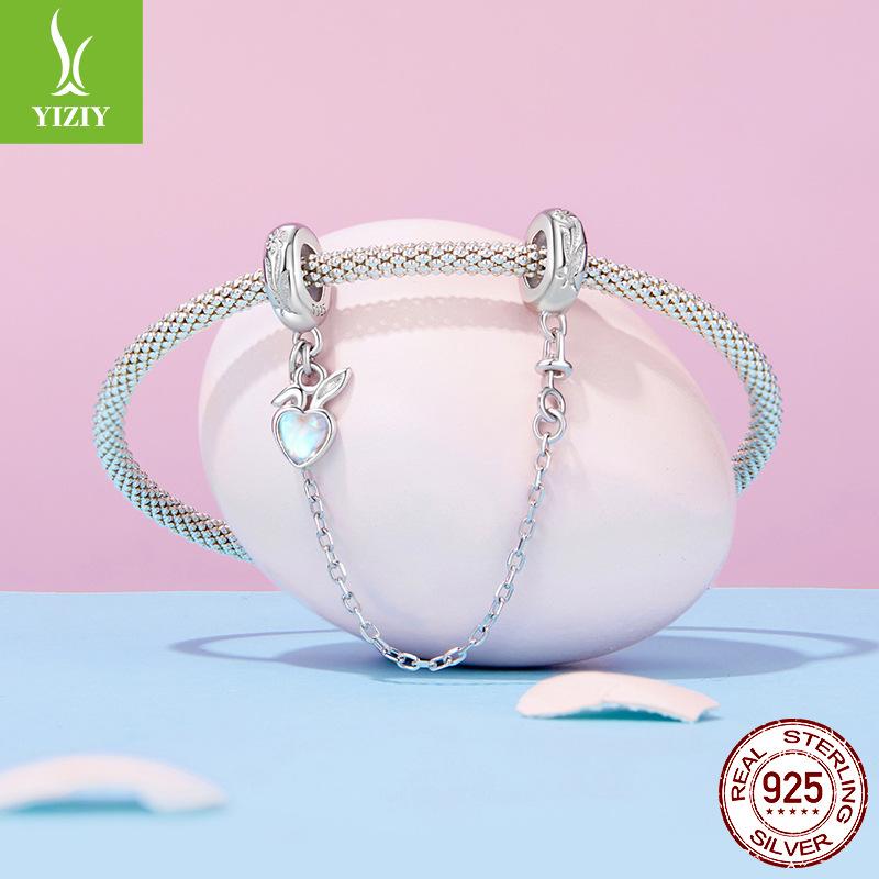 925 Silver Beads Easter Bunny Safety Chain Wind Personality Versatile Diy Bracelet Beaded Accessories