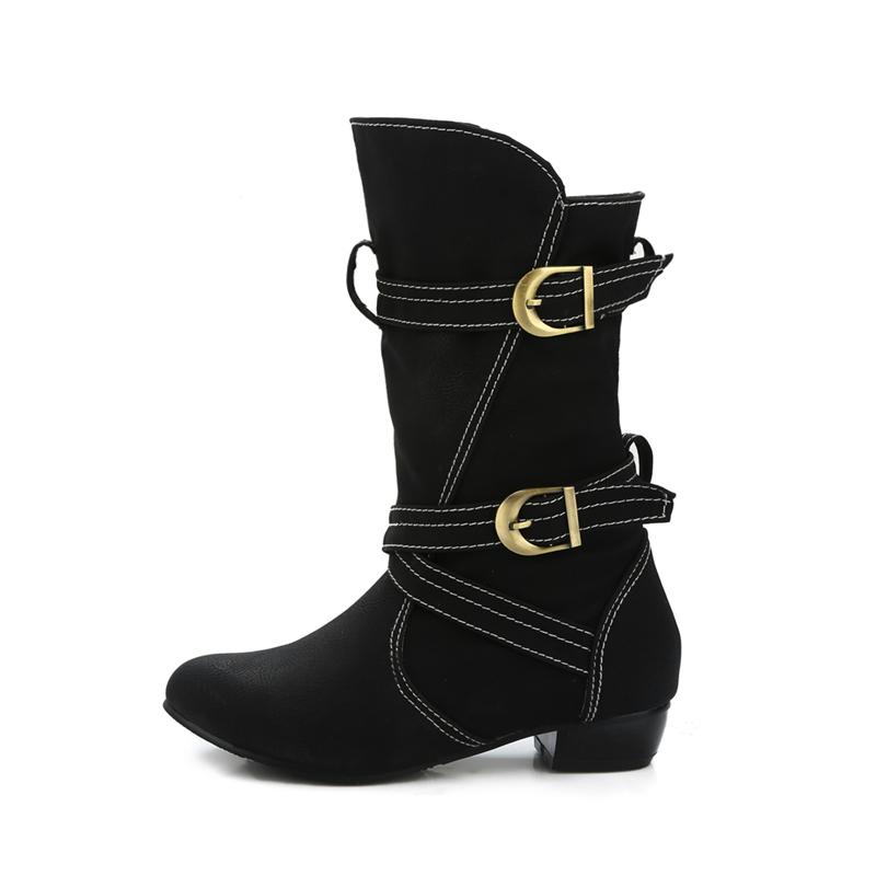 Mode Übergröße 34-45 Britischer Stil Damenschuhe Frau Slipper Schnallen Herbst Winter Cowboy Stiefel Mädchen Schuhe thn89