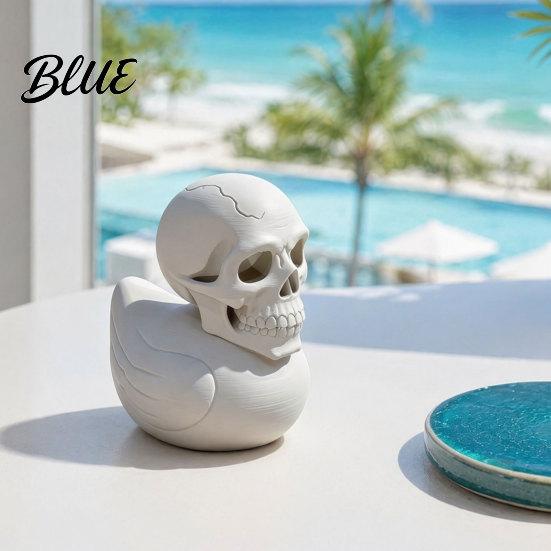 Modern Gothic Home Decor 3D Printed Skull Duck Ornament, Figurine, Creative Novelty Spooky Cute Figurine Halloween for Office Bedroom Living