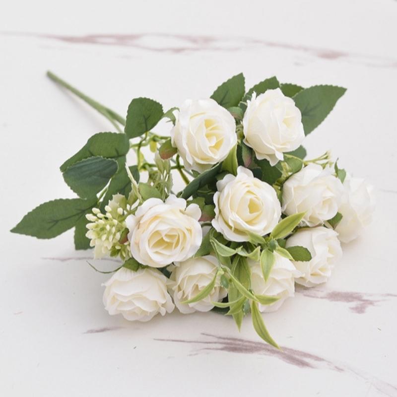 Silk Red Rose Bouquet Artificial Flowers Wedding Accessories Peony Fake Flower DIY for Wedding Party Table Vase Home Decoration