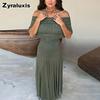 Autumn New Arrivals Women's Elegant One-Shoulder Semi-Sheer Dress Long Gown