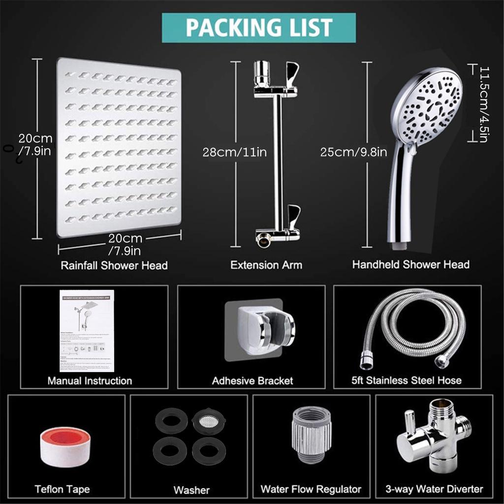 Silver Stainless Steel Shower Stall Faucet  Set Rainfall Rain Mixer Towel Swivel Spout Bath Head Bathroom Sprinkler Mixer Tap Set