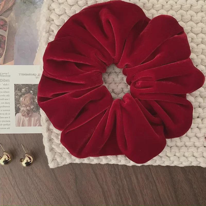 Elegant elastic de păr coreean roșu: Inel Elastic Înalt pentru Intestine, Suport Coc