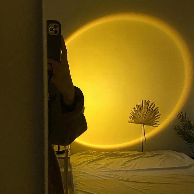 Sunset Projector Atmosphere Led Night Lights Bedroom Coffee Shop Bar Decor Light Kids Bedroom Cute Night Sunset Projection Lamp