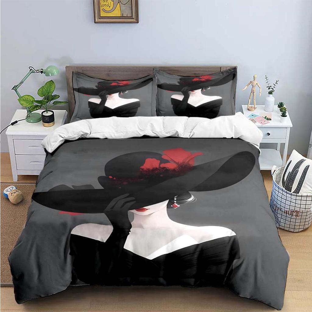 Fashion New Woman-Sexy Black And White Print Bedding Sets Bed Supplies Set Duvet Cover Bed Comforter Set Bedding Set Luxury Gift