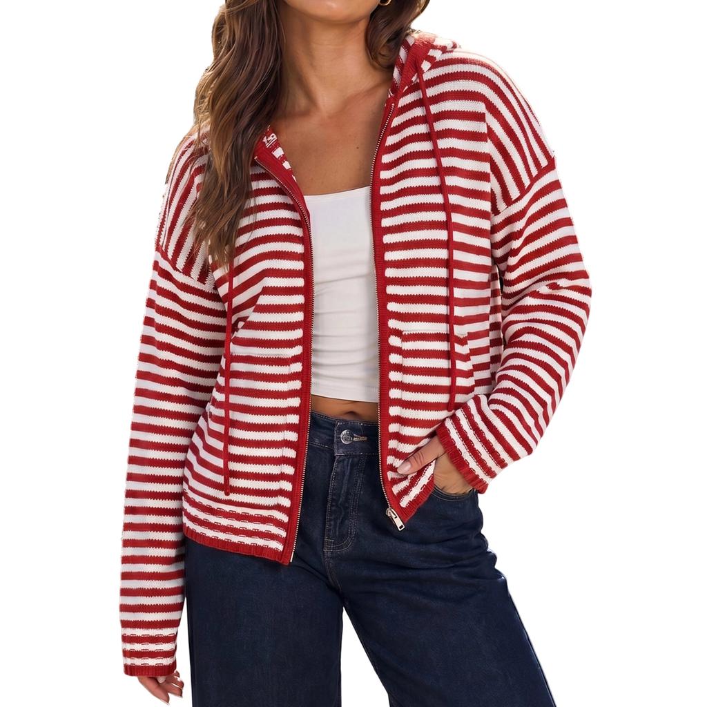 Women's Casual V-Neck Loose Fit Long Sleeve Knit Cardigan with Large Pockets