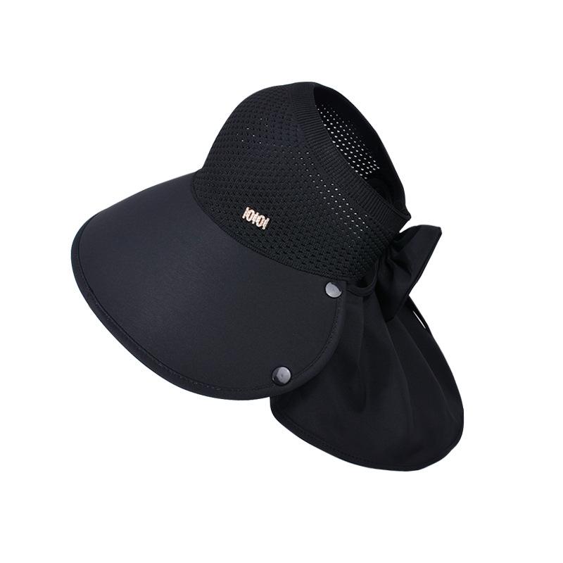 8487 summer big eaves sunscreen hat women's outdoor travel visor removable shawl neck empty top bucket hat