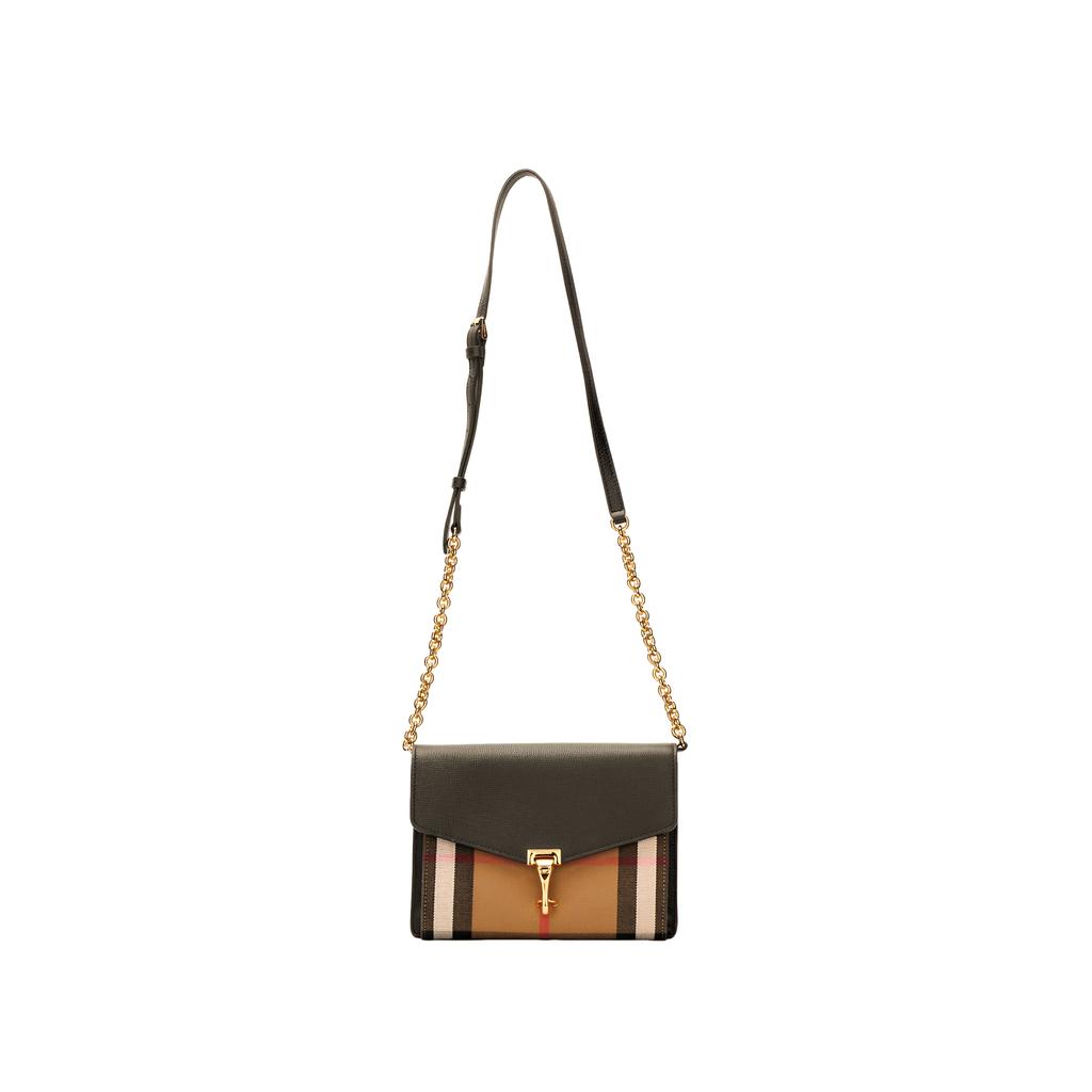 Burberry Flap Closure Adjustable Shoulder Strap Cotton Linen Crossbody Bag Women Shoulder Bag Black Multicolor 80803211