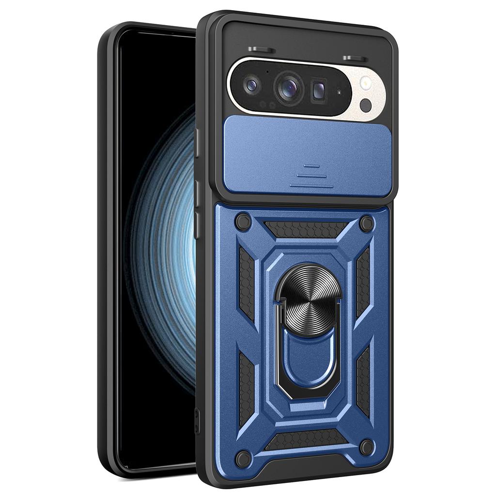 For Google Pixel 9 Pro/Pixel 9 Case with Slide Camera Lid PC+TPU Kickstand Phone Cover