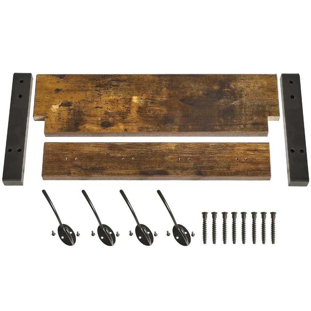 YMYNY Wall Set of Wall 40cm Shelf with Four Double Perfect for Wall Coat Hanger, 2, Shelf, Wall-Mounted Hooks, Entryway, Bathroom, Bedroom, Kitchen,