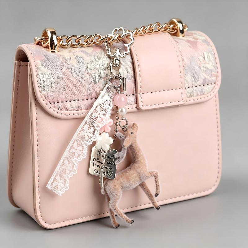 Versatile Portable Deer Keychain Handmade Phone Charms Korean Style Diy Bead Case
