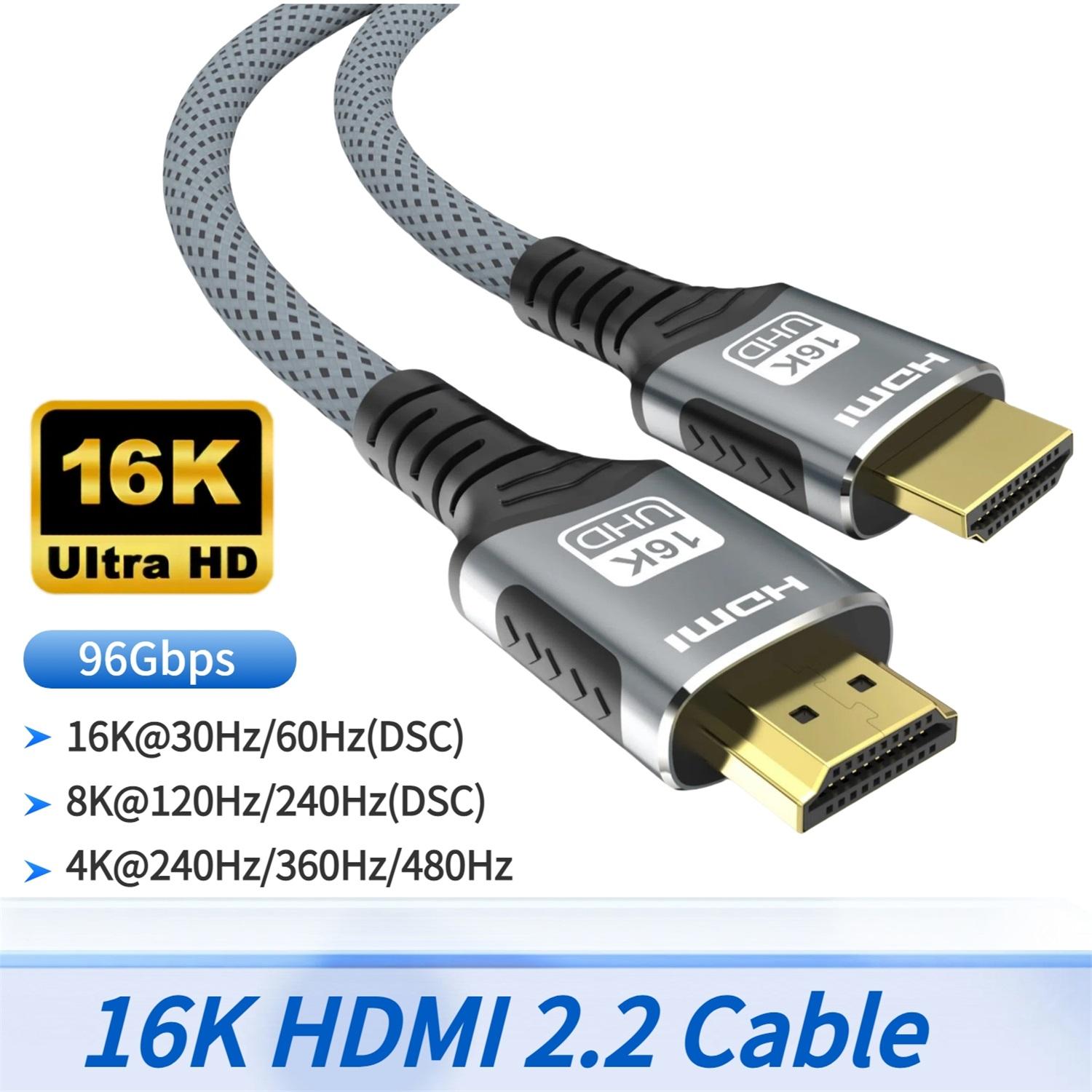 

16K HDMI 2.2 Cable 96Gbps 8K@120Hz 4K@240Hz 2K@360Hz Supports HDMI 2.1 eARC HDR10+ for PS5/PS6 Laptop Gaming/Home Theater 1M