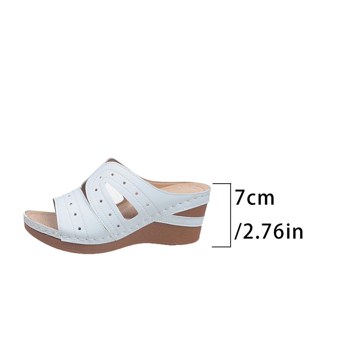 

Большие тапочки с покатым каблуком, европейская и американская мода, рыбий рот, толстое дно, импортные, классные тапочки, полые, дышащие, женские классные тапочки 36 белый