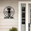 Metal Wall Art Bee Family Name Sign Rustic Home Decor Indoor Outdoor Gift Sculpture