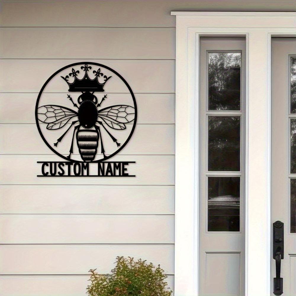 Metal Wall Art Bee Family Name Sign Rustic Home Decor Indoor Outdoor Gift Sculpture