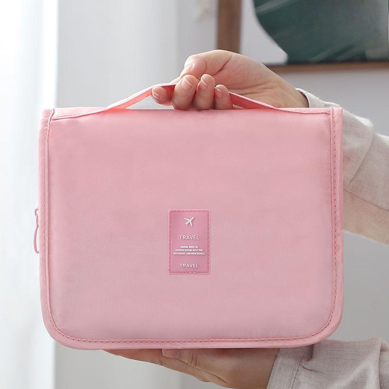Simple Travel Waterproof Cosmetic Bag, Portable Large Capacity Cosmetic Bag with Hook, Toiletries and Cosmetics Storage Bag