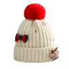 Bow Christmas Plush Cap Soft Thickened Brimless Cap Versatile Red Knitted Woolen Hat  Girls