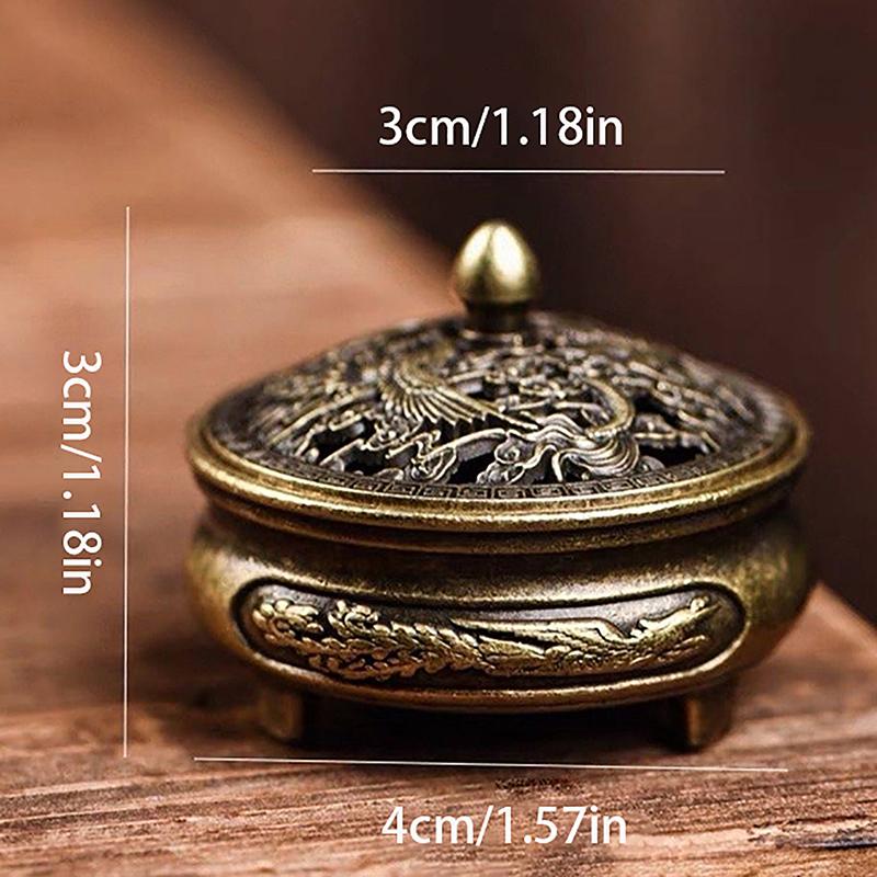 Dragon Phoenix Pocket Hollow Out Incense Stick Burner Brass Incense Holder Buddh