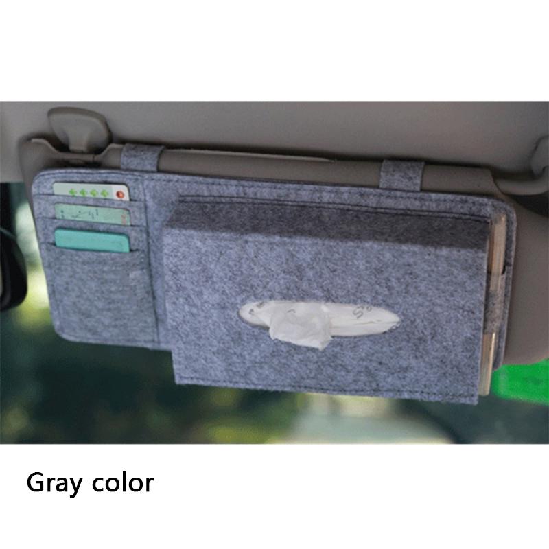 KKJOY Creative Car Sunshade Tissue Box Paper Towel Bag Multi - Function Felt Car Hanging Seat Car Interior Storage Box Supplies