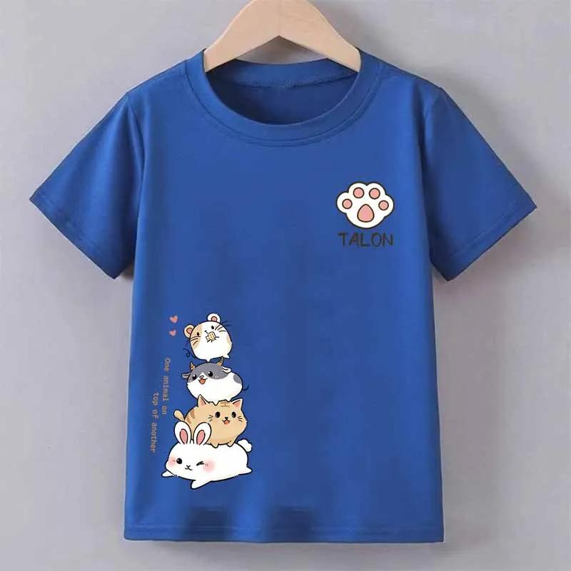 Kids Cute Critter Print TShirt Summer Girls Boys Children Funny Casual Colorful Comfortable Tops Crew Neck Short Sleeve Tees