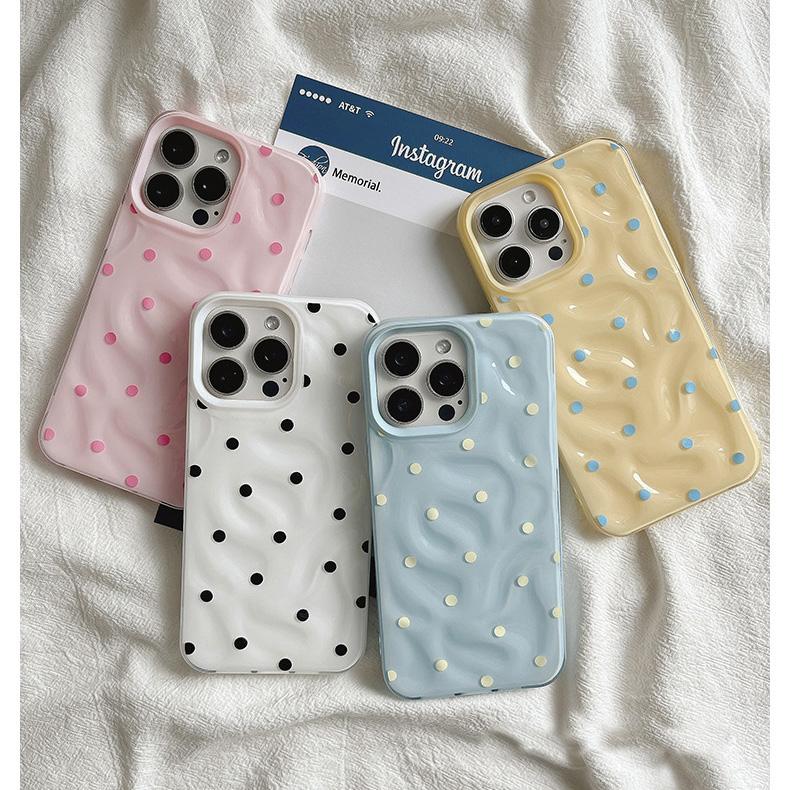 Liebe Polka Dot Falten Textur Handyhüllen Für IPhone 15 16 Pro Max Hülle 13 14 Pro Weiches Silikon Stoßfest Modische Schutzhülle