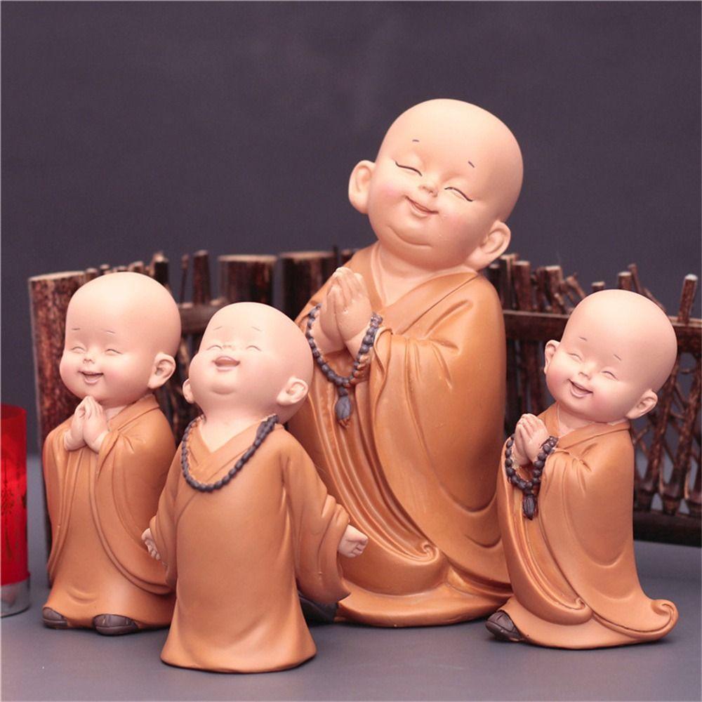 Buddha Resin Car Ornament Little Monk Figurine Small Monk Status Buddha Monk Statue Monk Ornament