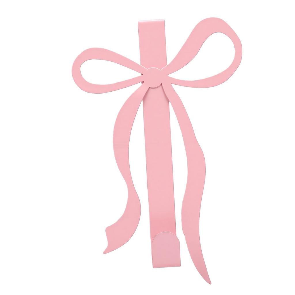 2 PCS Pink Bow Over The Door Hook Metal Door Towel Hanger Hook for Cabinets Living Room Bathroom Bedroom Kitchen