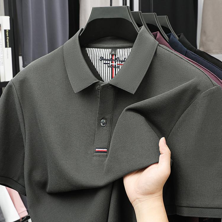 100% Pure Cotton High-end Luxury Men's Embroidered Summer Comfortable Breathable Polo Shirt, Daily Business Casual T-shirt Top