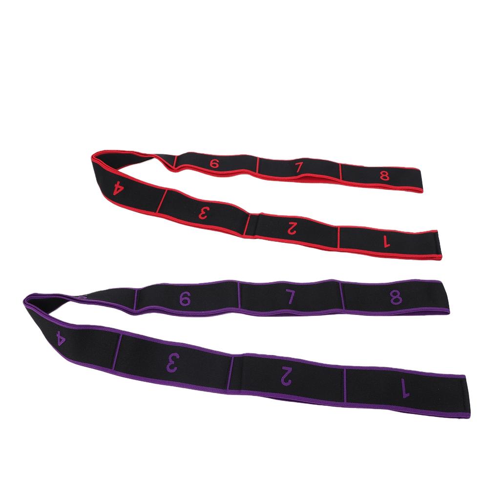 2PCS Number Stretch Resistance Band 8 Section Elastic Fitness Resistance Band for Stretching and Yoga