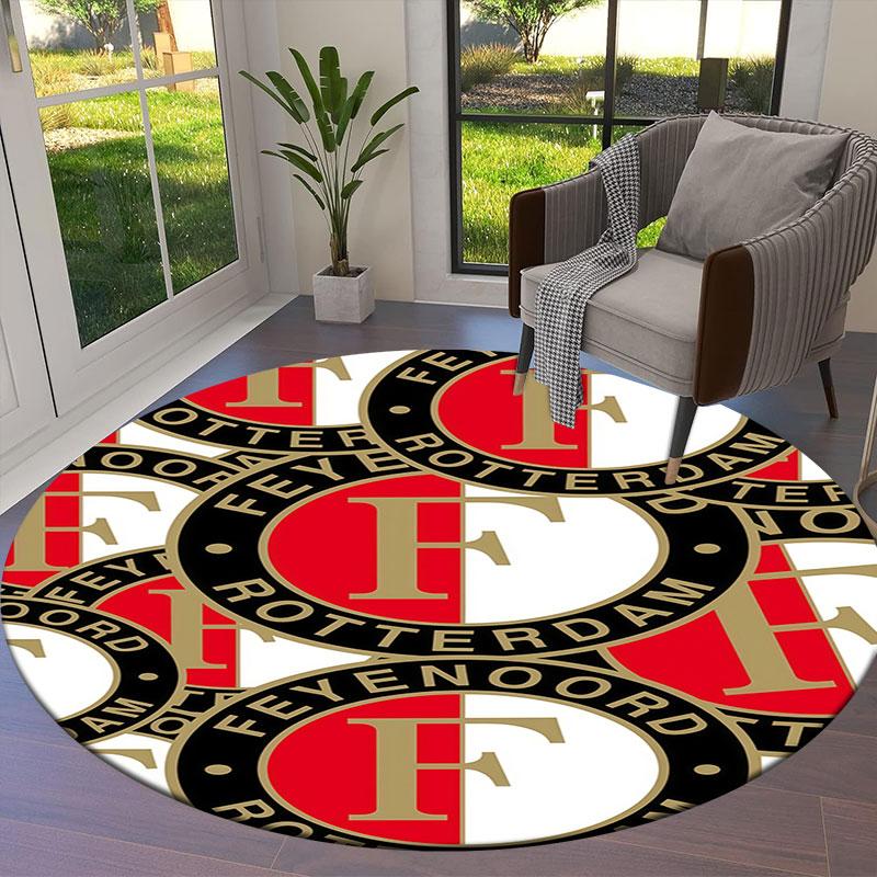 Feyenoord Round Area Rug,Carpet Rug for Living Room Bedroom Sofa Playroom Decor,Non-slip Floor Mat