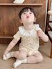 2025 Summer A-Class Cotton Girls' Lace Pajama Set – Short Sleeve Top & Shorts