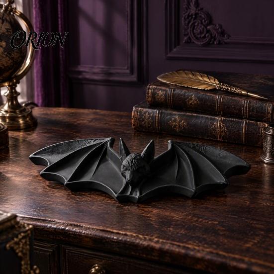 Bat Shape Ring Dish 3D Printed Gothic Catchall Tray, Halloween Jewelry Holder for Rings Necklaces Home Accessories and Keys, Decorative Dark