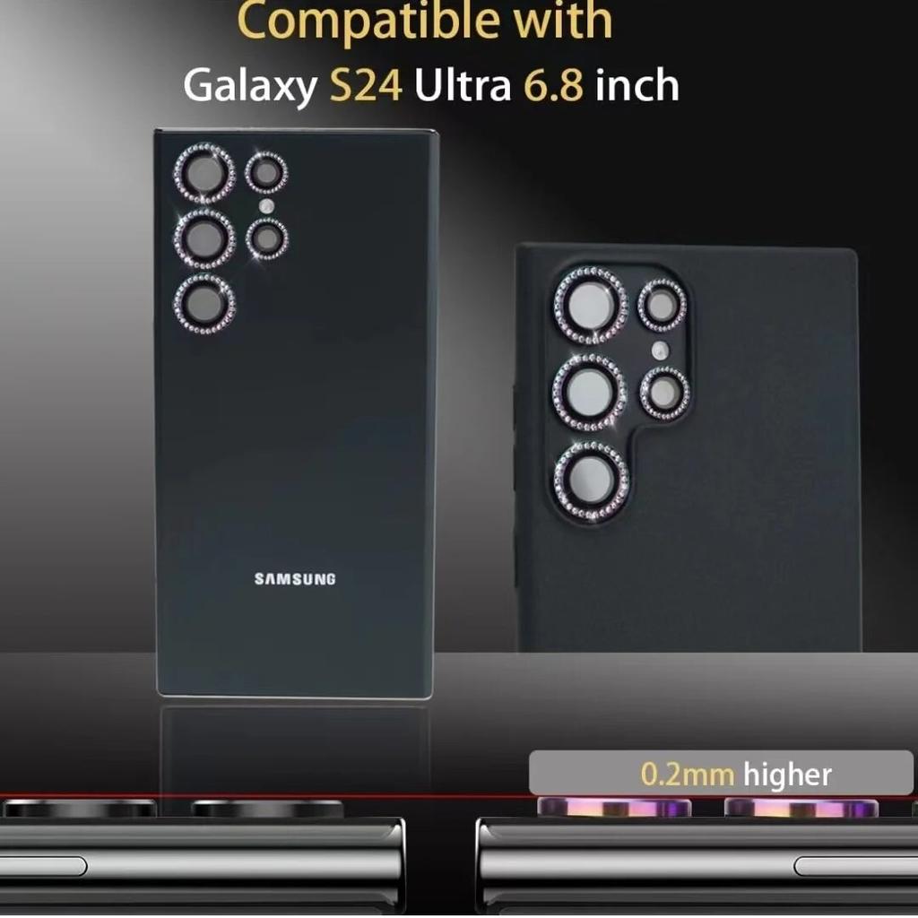 Protezione Fotocamera Anello Diamantato Per Samsung Galaxy S24Ultra S24Plus S24 Custodia in Vetro per Obiettivo Per Samsung S24ultra Copertura Tappo Obiettivo Posteriore