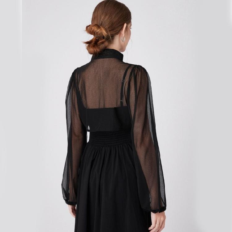Long Sleeve Shawl Collar for Women Breathable Tulle for Camisole Dress