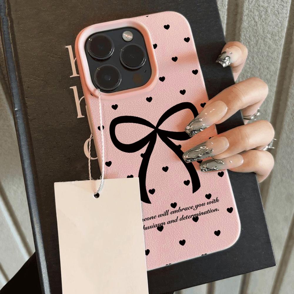 

HOT Cool Dots Black Bow Luxury Lichee leather pattern Phone Case For Samsung A57 A36 A26 A07 A55 A35 A16 A06 A54 A34 A05 4G 5G Samsung A06 4G