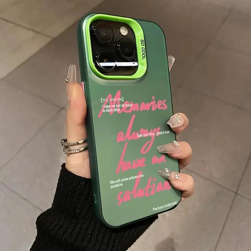 English Letter Lips Label Phone Case For iPhone 16 15 Pro Max 14 13 12 11 Pro XR XS 7 8 16 Plus SE2 Shockproof Cover