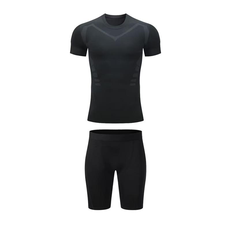 Men's Summer Fitness Set: Breathable Elastic T-shirt & High-Elastic Sports Shorts