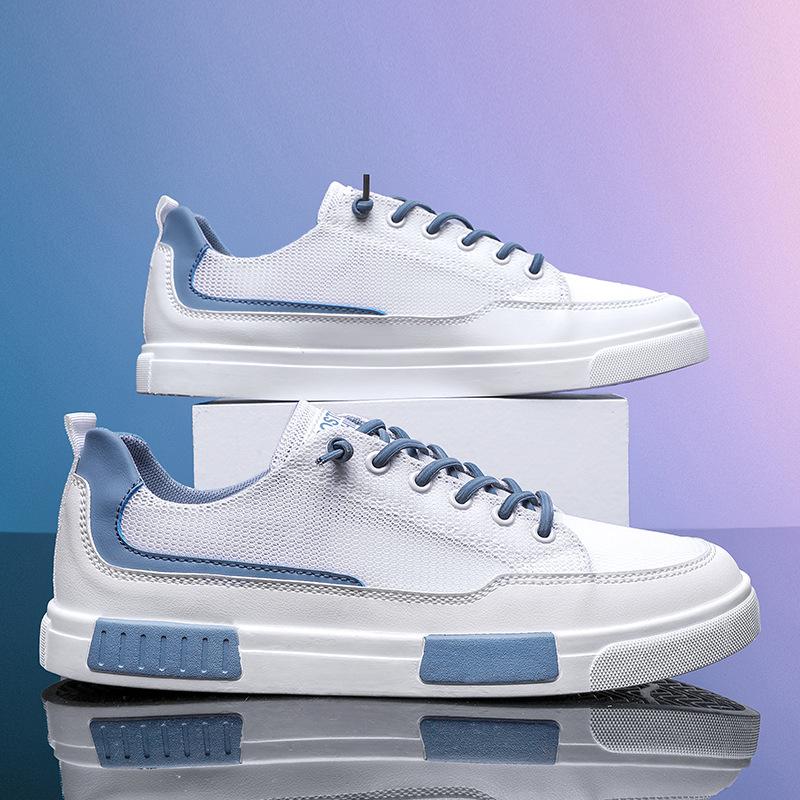 Men's Shoes Breathable Spring and Autumn Casual Mesh Shoes Large Size One Pedal Lazy Shoes Korean Version Color Matching Trend White Shoes