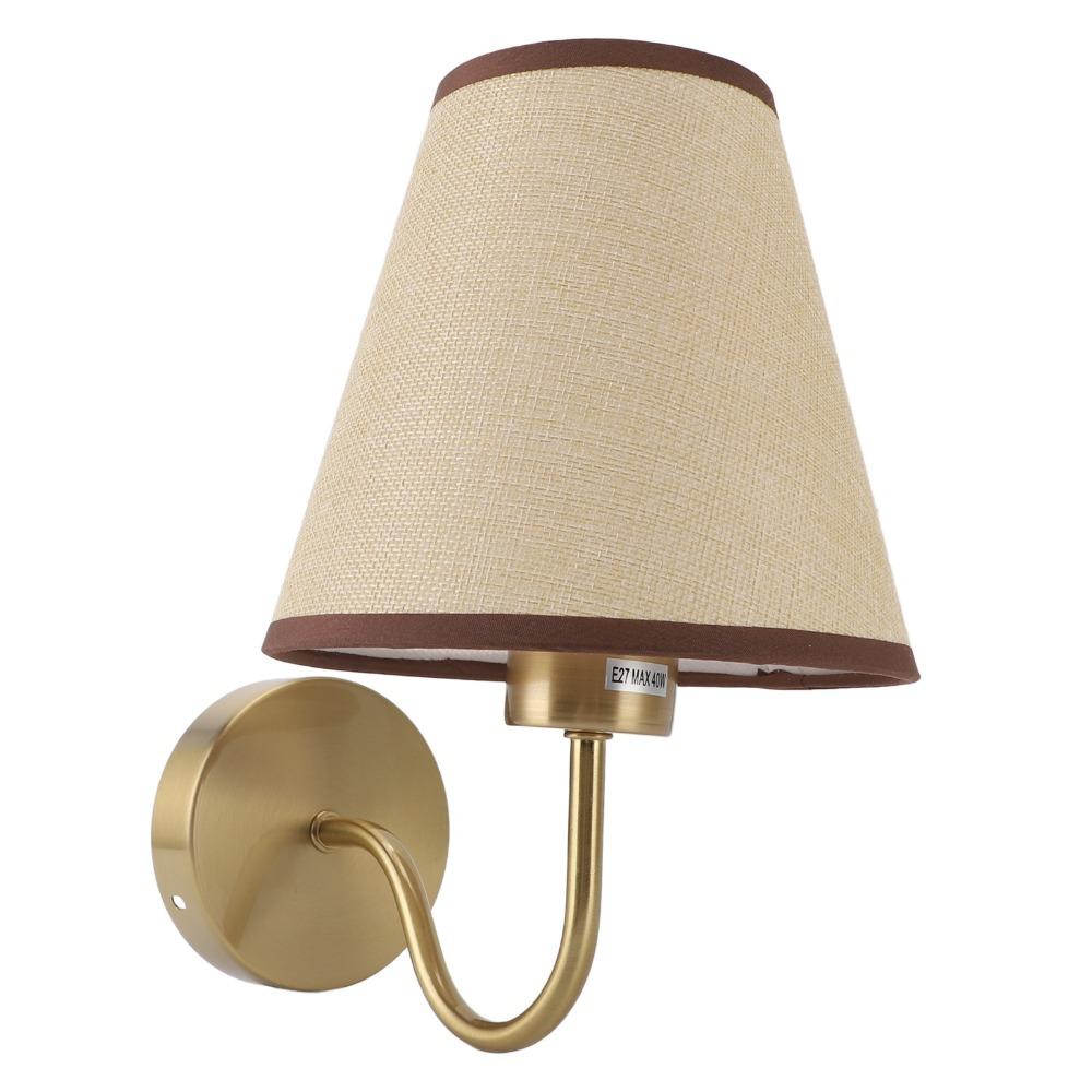 Modern Linen Wall Lamp Iron Base Soft Fabric Shade Wall Sconce Lamp Brass Gold Hardwired Wall Light Living Room