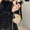 Womens Conch Shape Purse Elegant Acrylic Evening Bag with Chain Strap Crossbody Shoulder Small Handbag for Wedding Party
