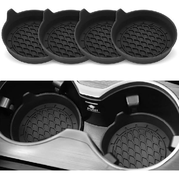 SINGARO Car Cup Holder Coaster,Silicone Cup Holder Insert,Universal Non-Slip Cup Holder,Car Accessories Interior Unisex 4 Black