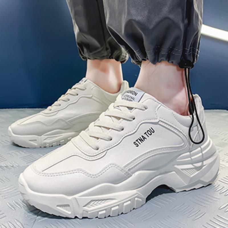 Fashion Men's Sneakers Male Running Sports Shoes PU Leather White Tennis Shoes for Men Lace Up Platform Vulcanized Shoes Tenis Masculino