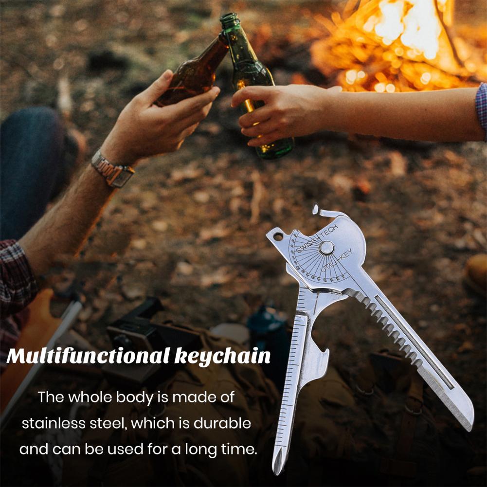 Camping Multi Function Folding Tool Keychain Opener Screwdriver 8 In 1 Utility Outdoor Survival Rescue Pocket Plier KeyRing