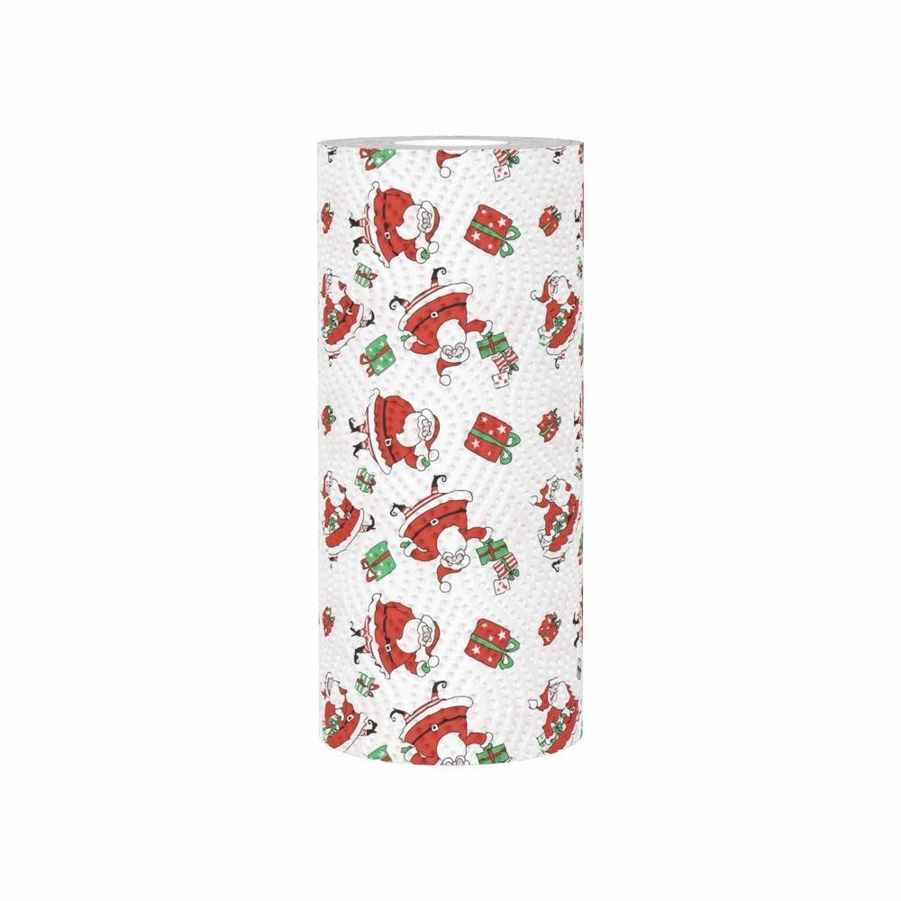 Disposable Christmas Kitchen Paper Thick Three-Layer Wet Dry Dual-Use Household Roll Paper Christmas Paper Towels