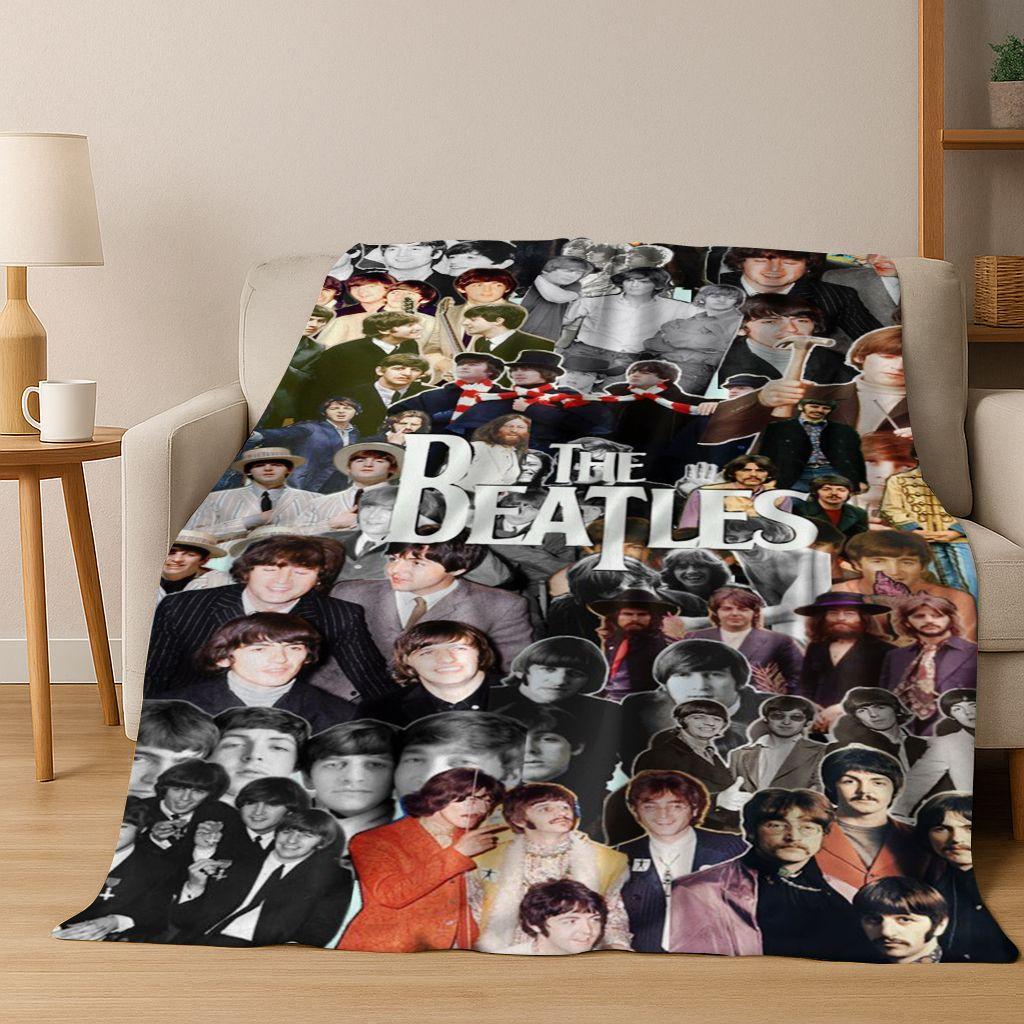 Coperta Flanella 3D B-Beatles Rock Band Star Morbida Calda Plaid per Letto Camera da Letto Soggiorno Viaggio Campeggio Picnic Regalo