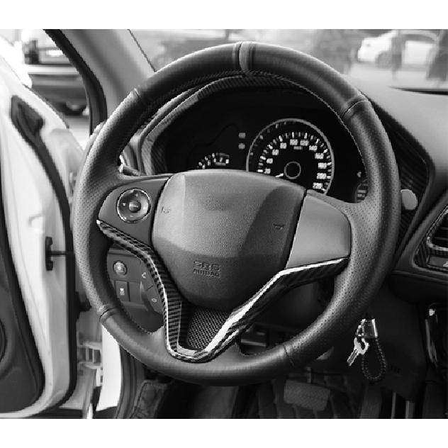 Carbon Fiber ABS Steering Wheel Cover Trim Fit For Honda HR-V HRV 2016-2021