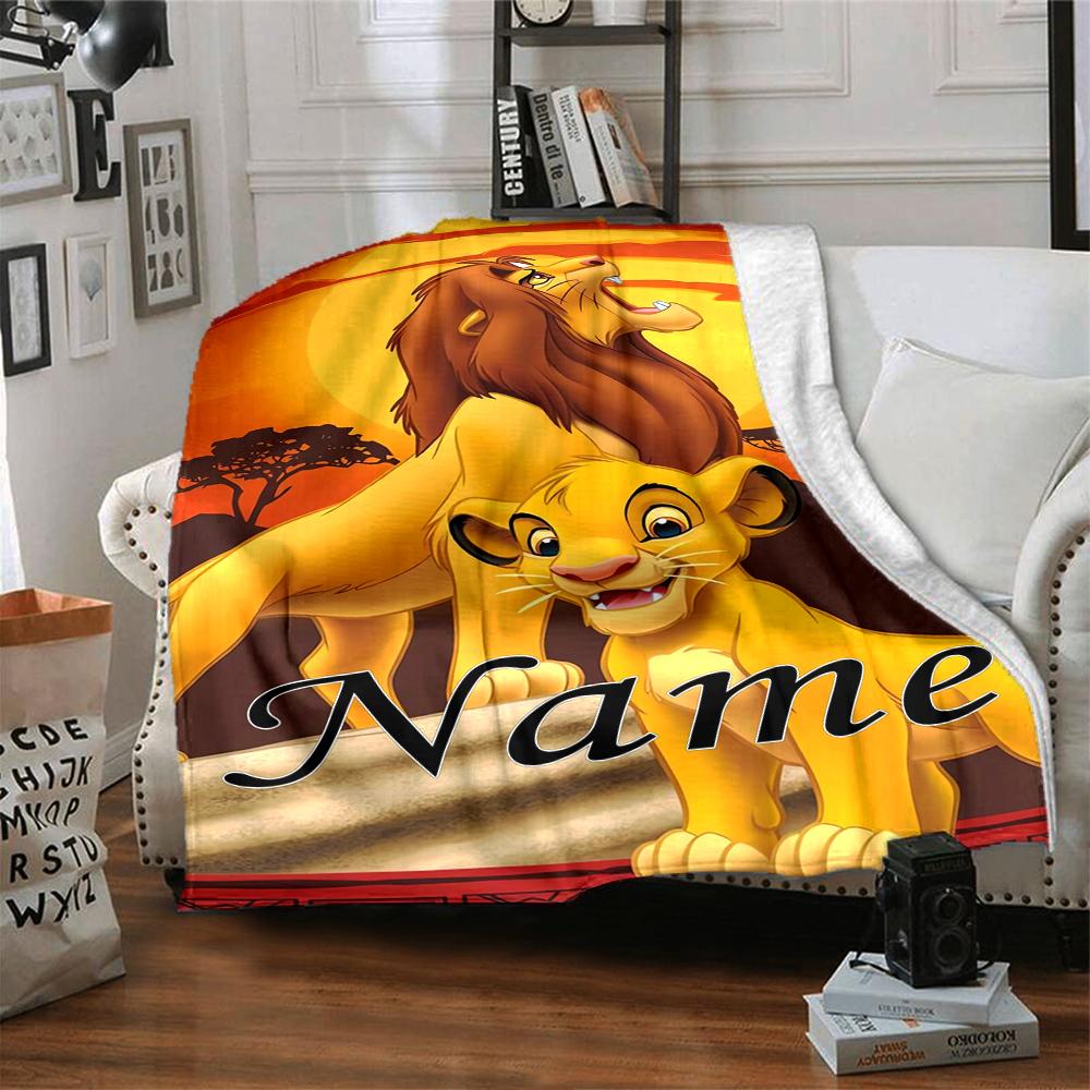 Custom Name Lion Adventure Party Blanket For Couch Bed Plush Cozy Fuzzy Blanket Super Soft Warm Blankets For Fall And Winter 0916267