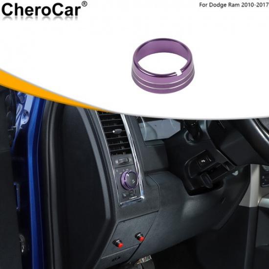 Car Headlight Switch Knob Button Ring Cover Trim for 2010-2017 Dodge RAM Purple